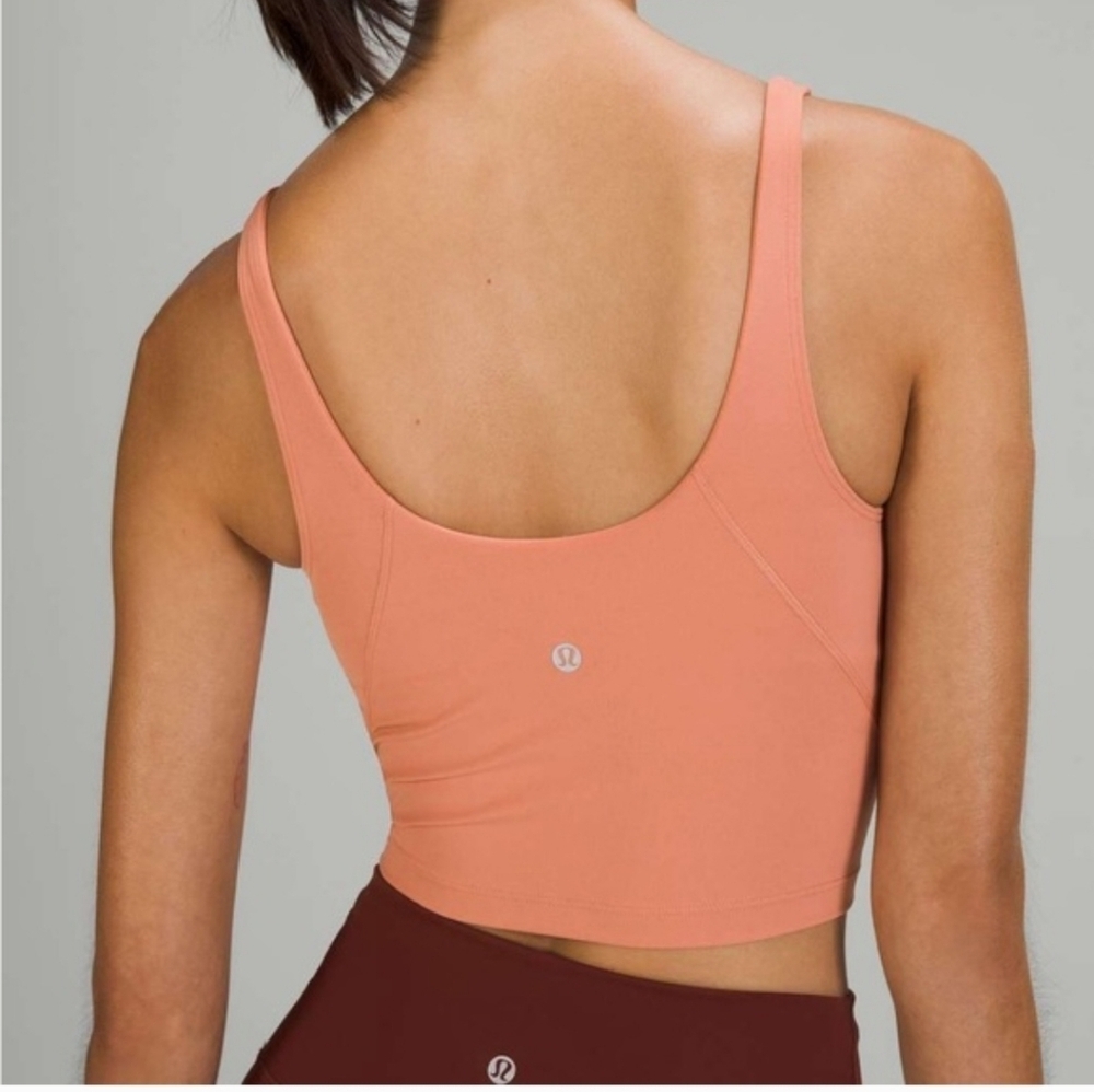 Lululemon Align Tank Top Coral Orange Nulu Built-In Bra Cropped Yoga Top Size 4